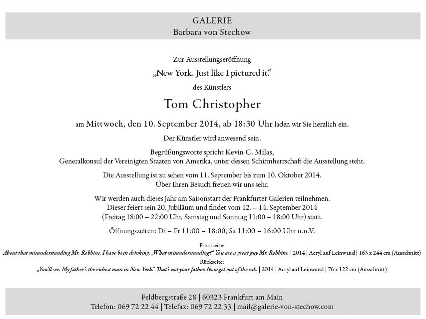 Tom Christopher, New York, Just Like I Pictured it.